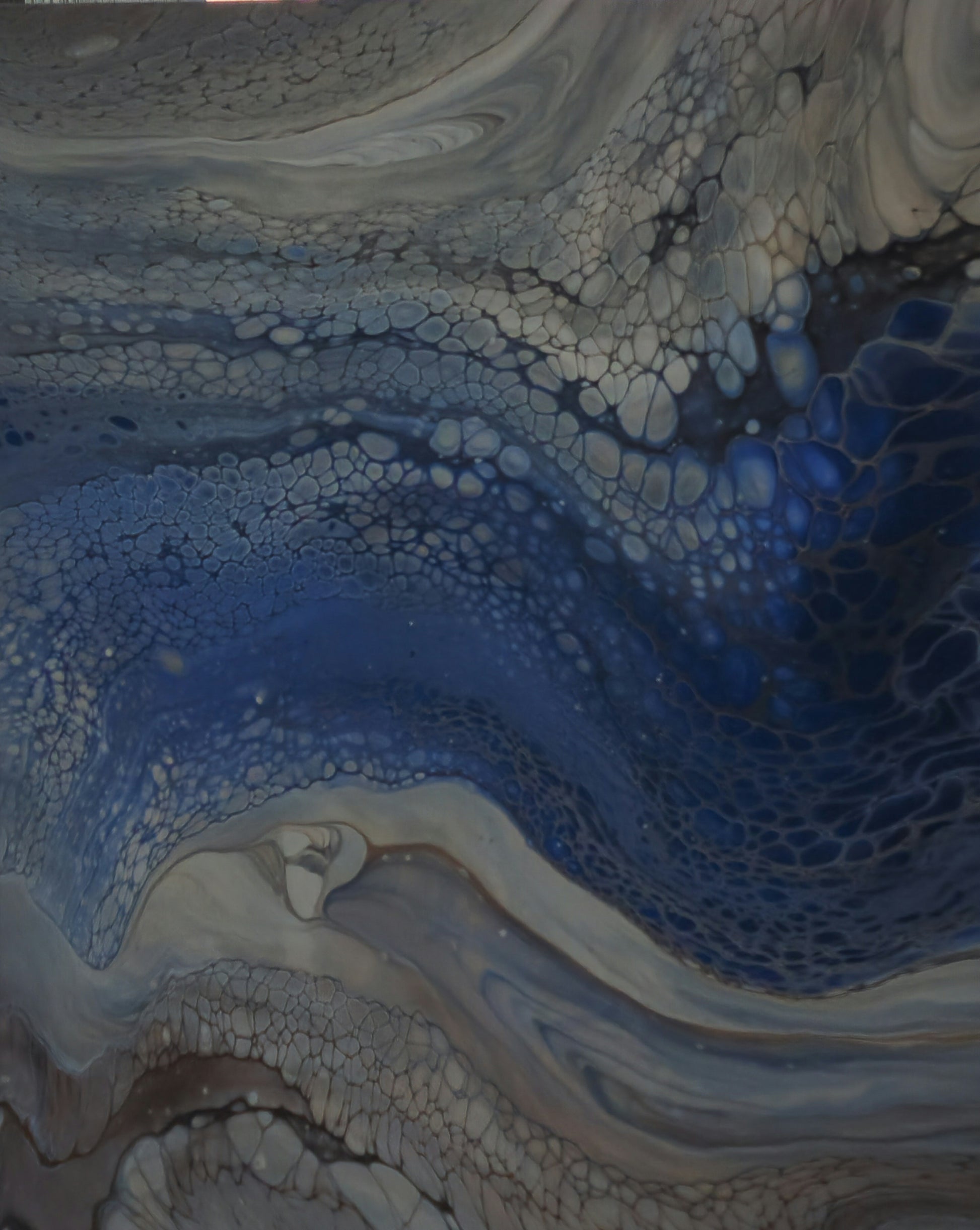 Abstract art with blue and gray color palette